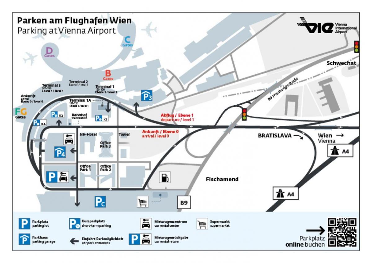 מפה של וינה משדה התעופה, חניה