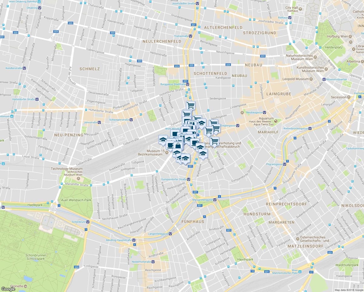מפה של mariahilferstrasse