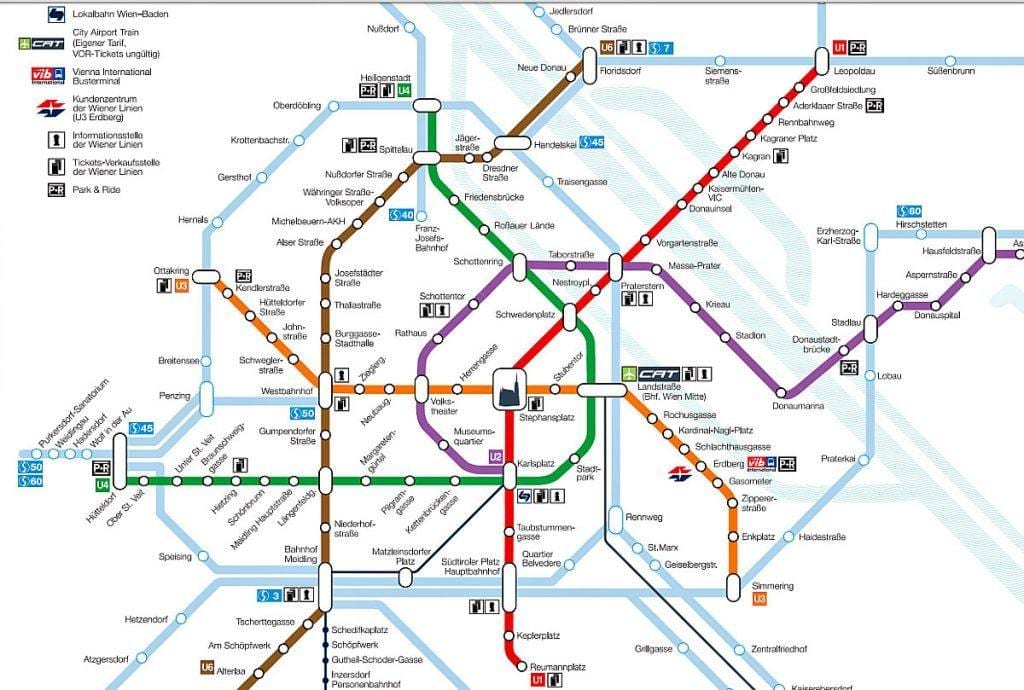 Wien מפת הרכבת התחתית
