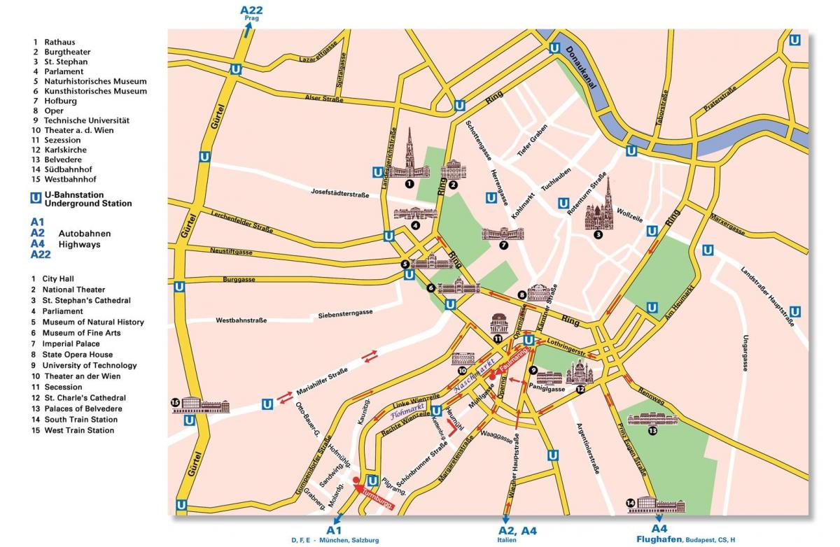 מפה של וינה כביש הטבעת 