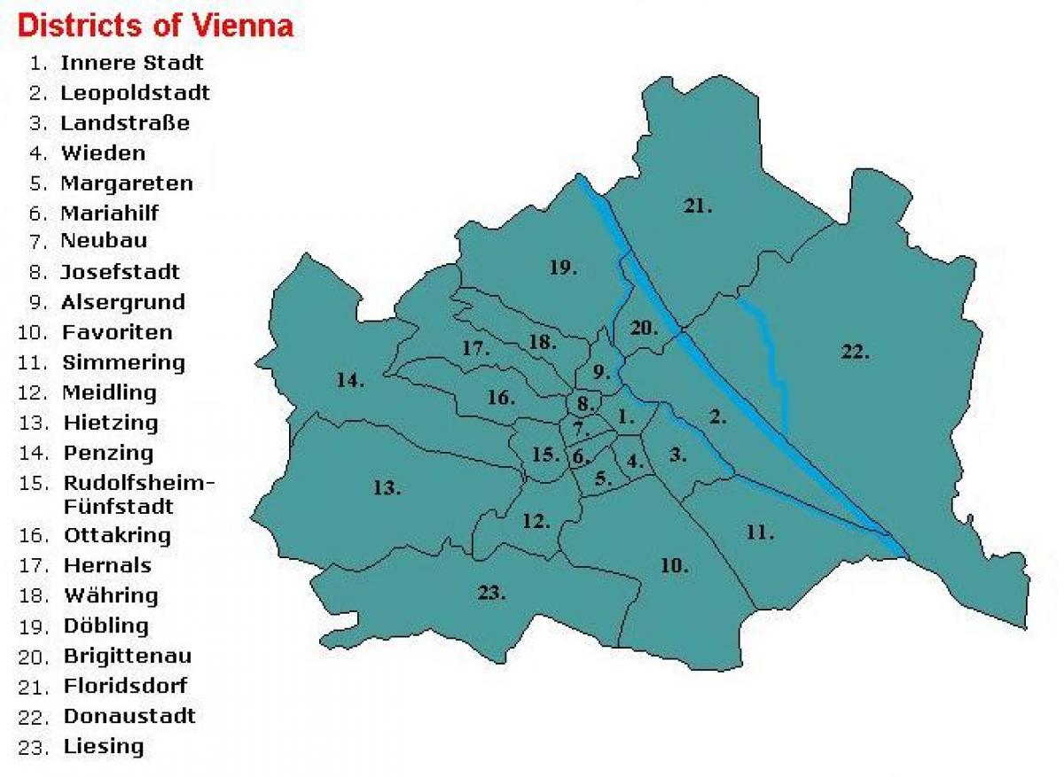Wien מחוזות מפה