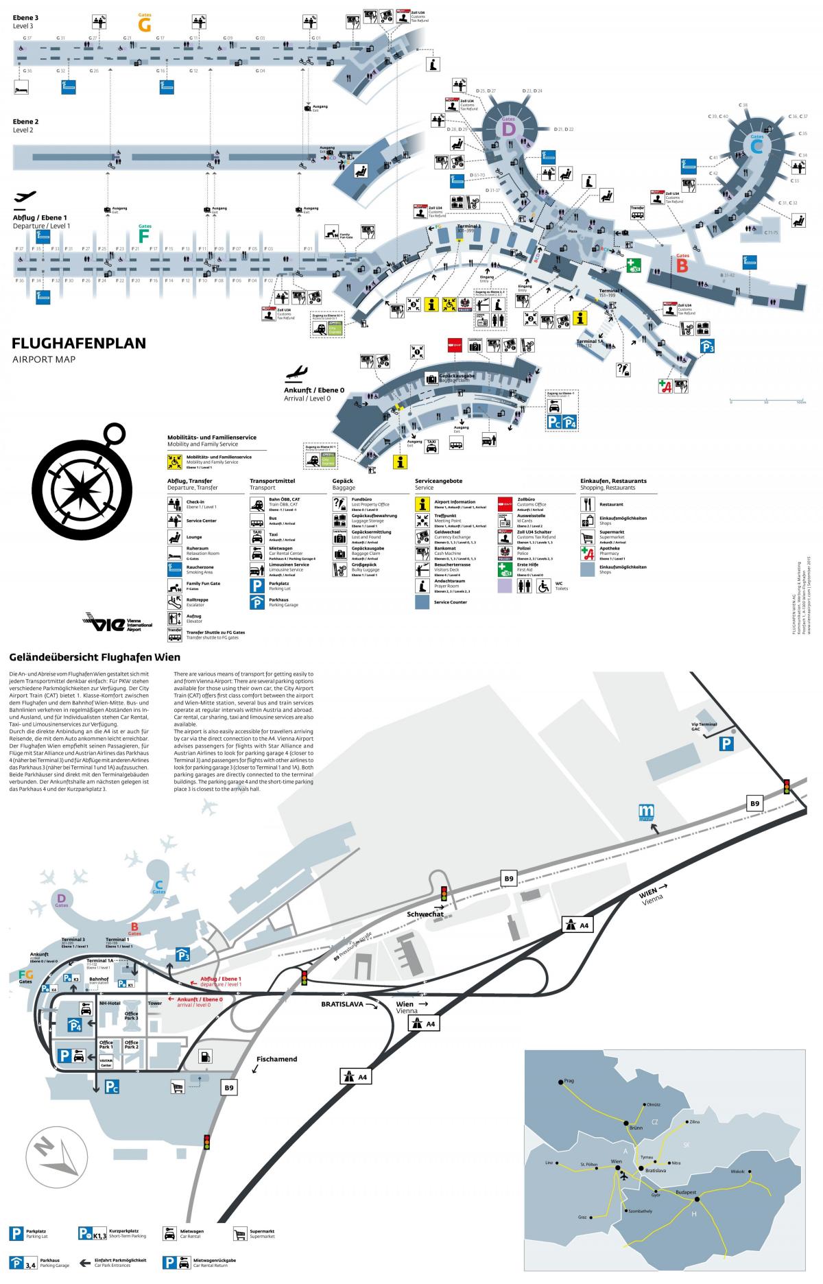 שדה תעופה ב וינה יציאות מפה
